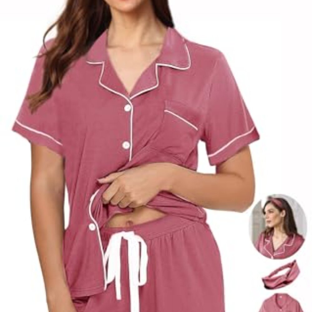 Soft Knitted Pajama Set Button Down Sleepwear Lou… - image 6